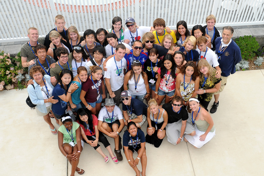 Students group shot from above.